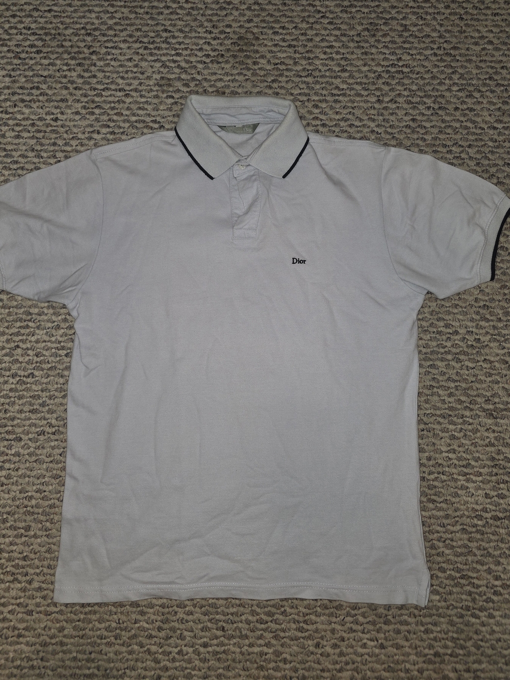 Dior White Polo with Black Contrast Trim